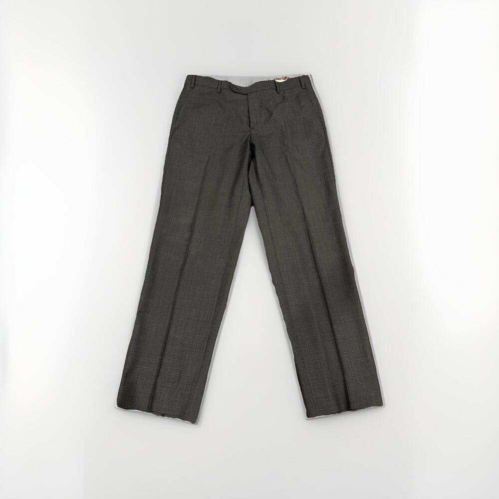 ZANELLA MENS DRESS PANTS 35x30 CHARCOAL WITH PATTERN RP $395 MADE ITALY VGC!